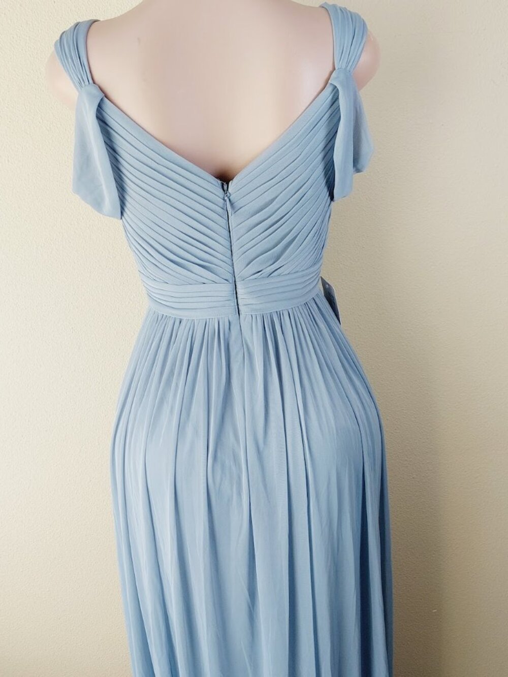 Azazie Women's Dusty Blue Calla Stretch-Mesh Long Maxi Bridesmaid Dress Size 10 - Picture 11 of 16